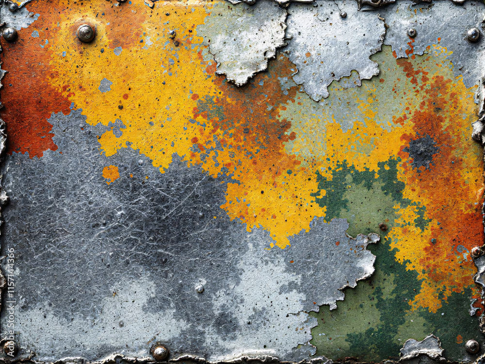 Fototapeta premium Rusty metal texture with cracks and peeling paint.
