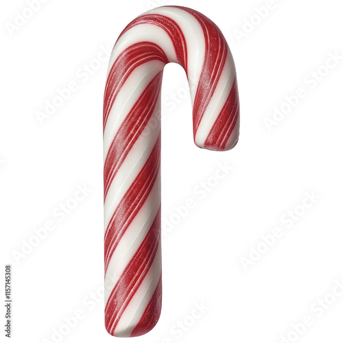 Red and white candy cane rotating on transparent background