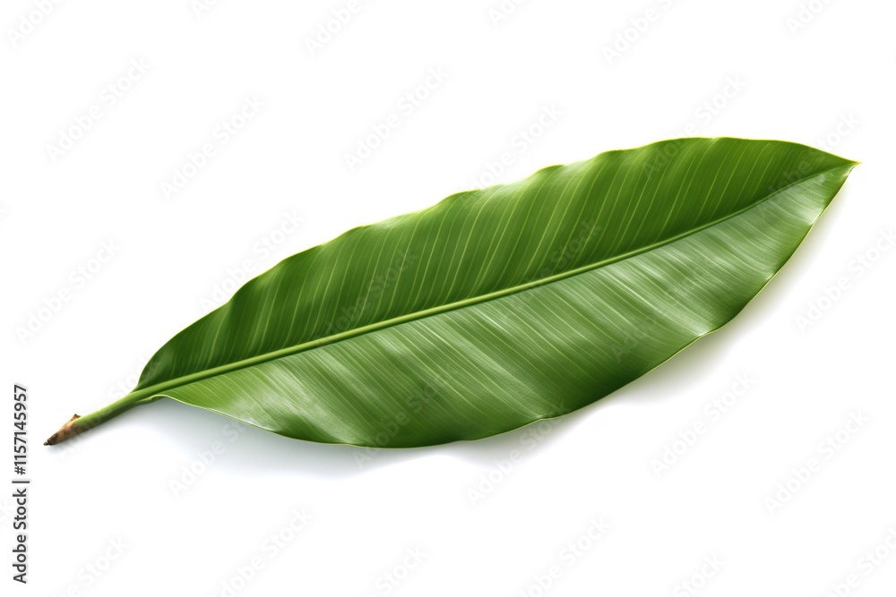 Obraz premium Single Green Leaf Isolated on White