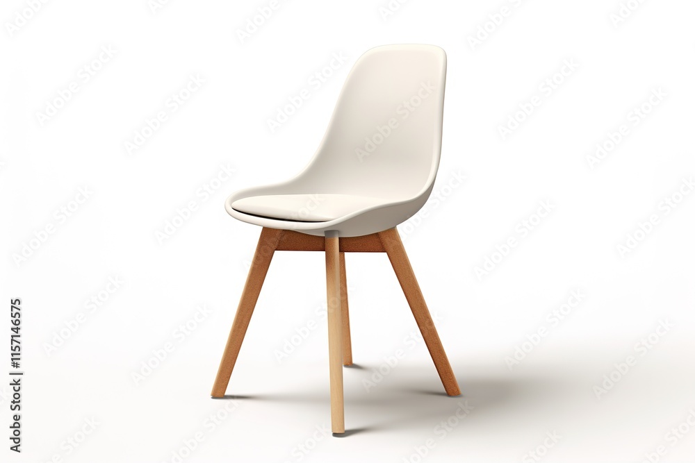 Modern White Plastic Chair with Wooden Legs Modern White Plastic Chair with Wooden Legs