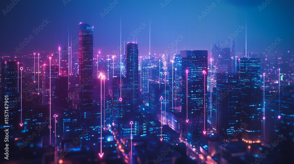 Obraz premium smart, digital, city, connection, network, innovation, Smart digital Innovation city with connection network reciprocity over the cityscape. of future smart wireless digital city and social media netw