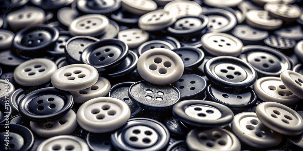 Black and White Buttons: Worm's Eye View - Macro Photography Close-Up Black and White Buttons: Worm's Eye View - Macro Photography Close-Up