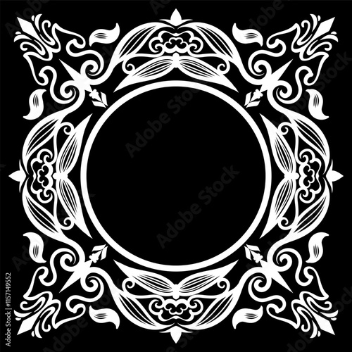 A vintage frame illustration element. Floral symmetry border. Fit for banner, background, merchandise. Vector Eps 10.