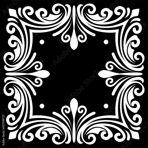 A vintage frame illustration element. Floral symmetry border. Fit for banner, background, merchandise. Vector Eps 10.