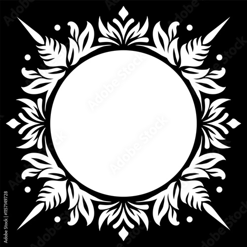 A vintage frame illustration element. Floral symmetry border. Fit for banner, background, merchandise. Vector Eps 10.