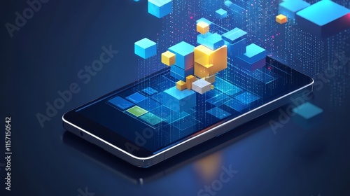 Wallpaper Mural Smartphone Data Blocks  Digital Cubes  Mobile Technology Concept Torontodigital.ca