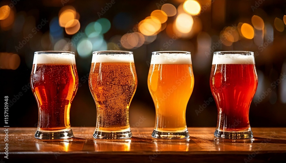 glasses of beer on dark background