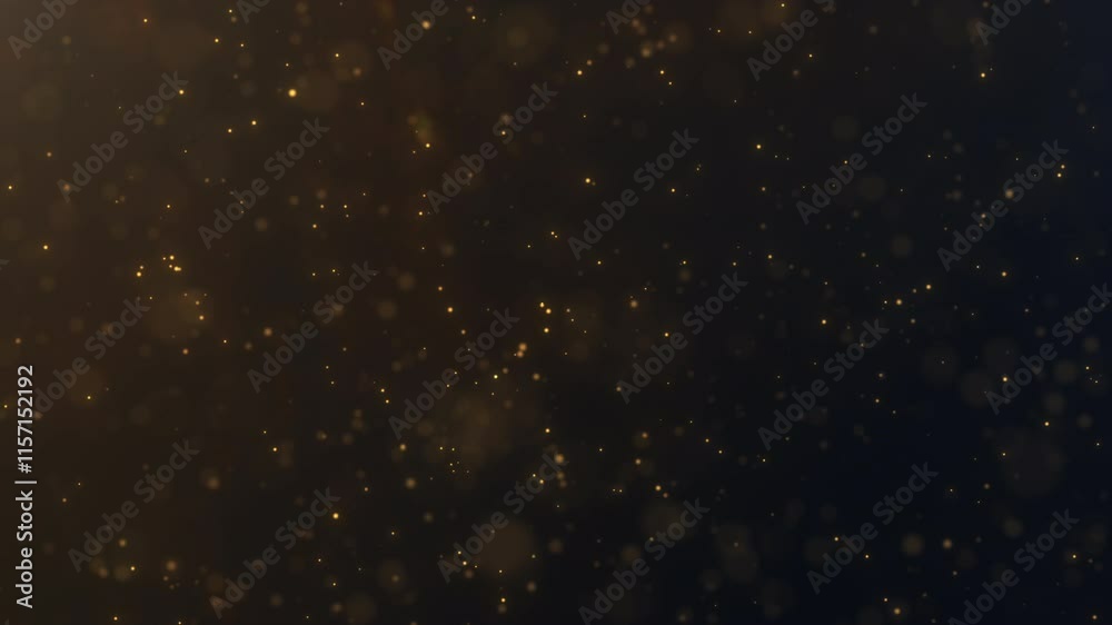 Abstract glitter luxury awards golden bokeh particles. Shining magical stars dust smoke glitter glittering fly movement flickering in space on Gala Night Awards. 4k 60fps looped graphic.