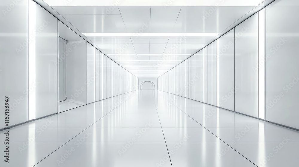 Obraz premium White modern building interior space corridor background