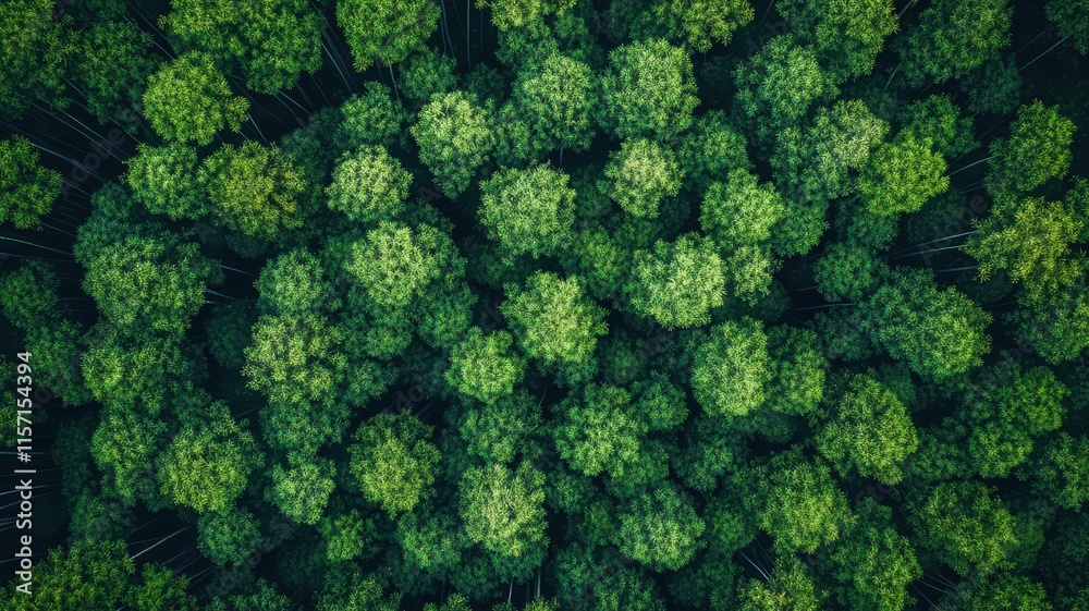 Naklejka premium Birdseye view of lush bamboo forest nature scene aerial perspective tranquil environment green serenity