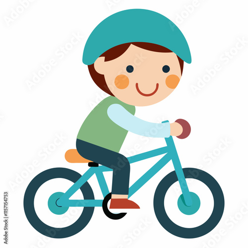 4 years old boy riding bike in a helmet 