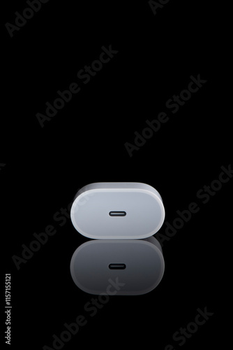 Fast charger for Phone with c-type cable on black background.