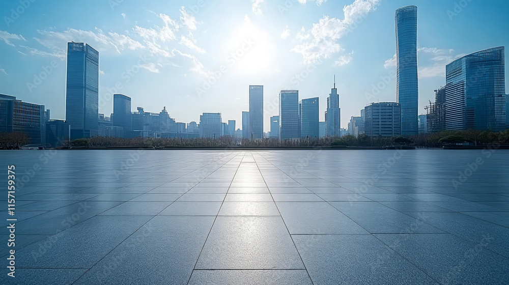 Obraz premium City skyline and empty square