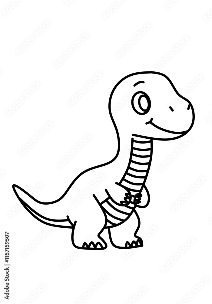 illustration of a cute baby dinosaur, a sketch for children to learn to color illustration of a cute baby dinosaur, a sketch for children to learn to color
