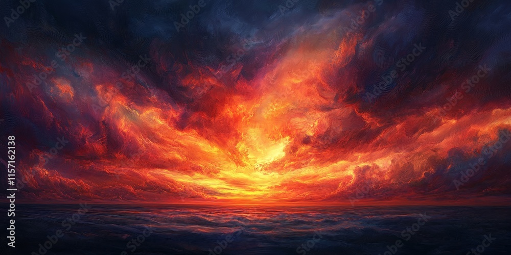 Obraz premium A dramatic dark and cloudy summer evening sunset creates a moody atmosphere, showcasing the beauty of nature during a summer evening sunset filled with rich colors and dynamic skies.