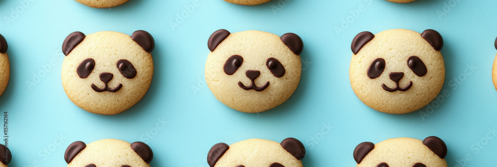 Fototapeta premium Panda-Themed Cookies with Smiling Faces