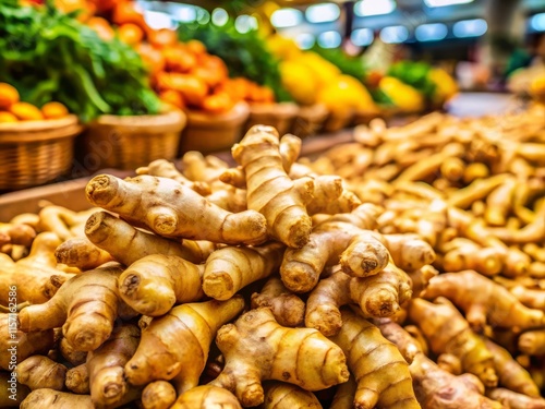 Fresh Ginger Supermarket Display: Rule of Thirds Photography