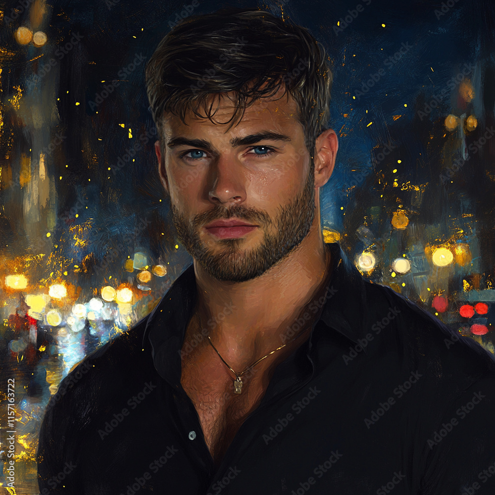 handsome guy, gold, blue handsome guy, gold, blue