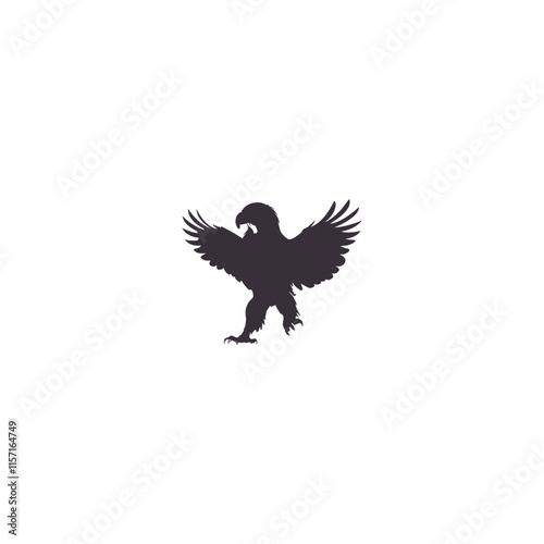 Eagle, hawk, falcon emblem with spread wings, heraldic symbol, bird, predator, wild animal, design