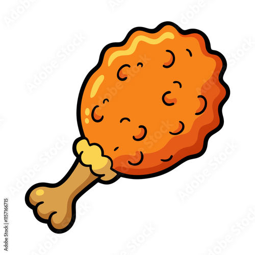 Crispy fried chicken drumstick vector art illustration