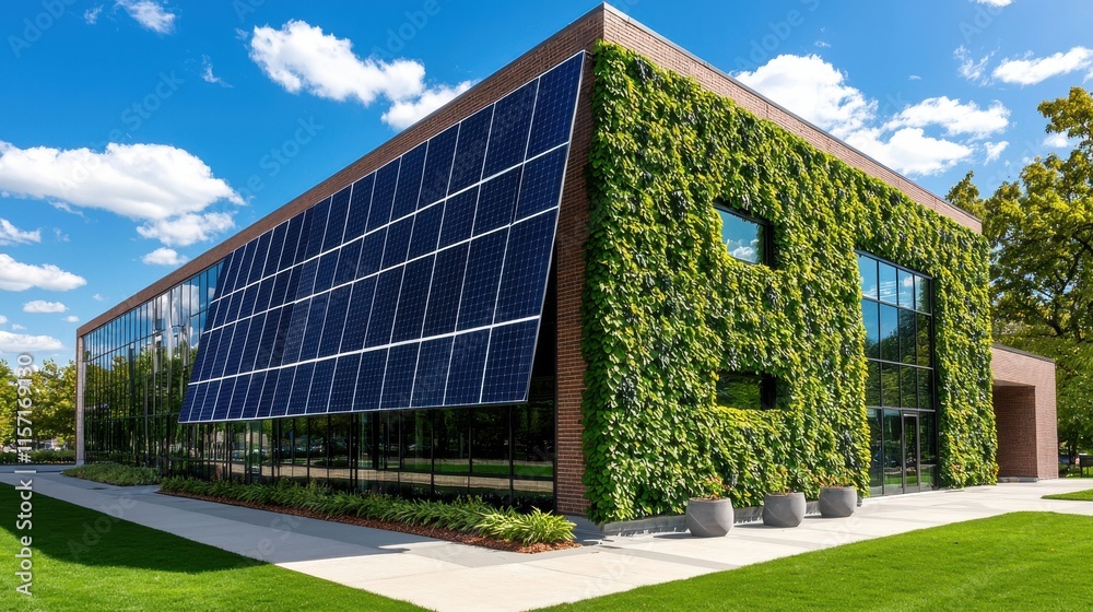 Eco Friendly Solar Powered Modern Architecture with Lush Vertical Garden Facade Eco Friendly Solar Powered Modern Architecture with Lush Vertical Garden Facade