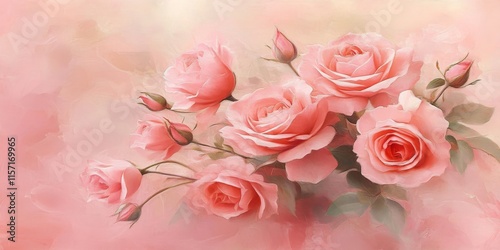 Beautiful pink roses display their elegance against a soft pink background, creating a stunning visual of pink roses that captures the charm of these delightful pink flowers beautifully.