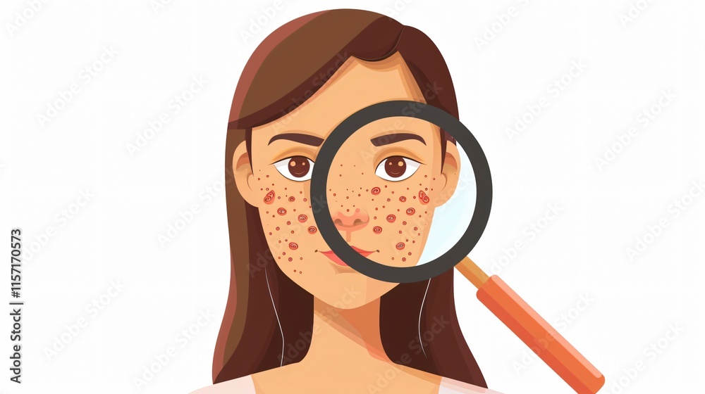 Dermatology - Woman with Skin Problem on White Background for Skincare Solutions Dermatology - Woman with Skin Problem on White Background for Skincare Solutions
