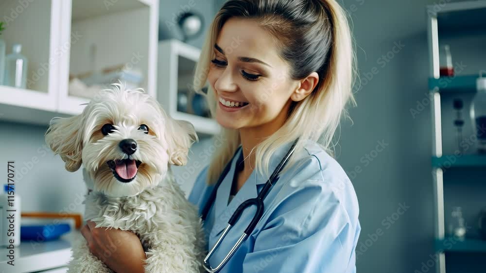Smiling Veterinarian Holding Happy Dog at Clinic
Smiling Veterinarian Holding Happy Dog at Clinic