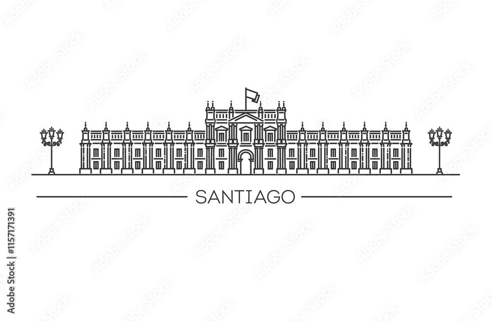 Fototapeta premium Palacio de la moneda vector isolated. Vector flat illustration. Chile, Santiago