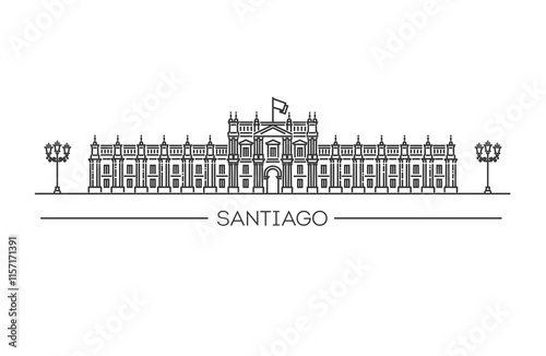 Palacio de la moneda vector isolated. Vector flat illustration. Chile, Santiago