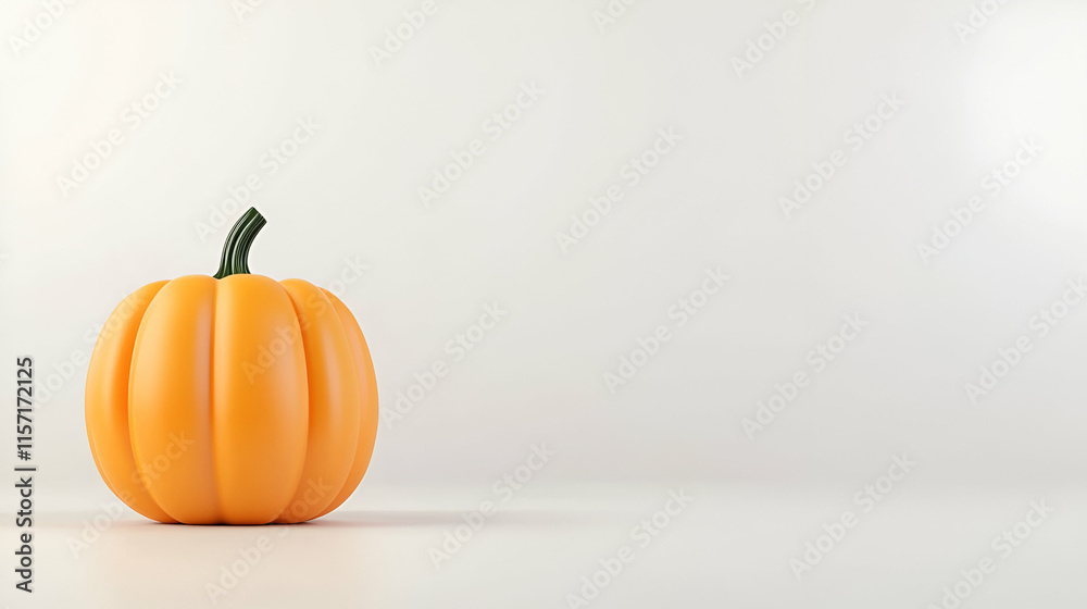 Autumn Harvest, A Single Pumpkin Sits Elegantly on a Plain White Background, Representing the Simple Beauty of Fall.
