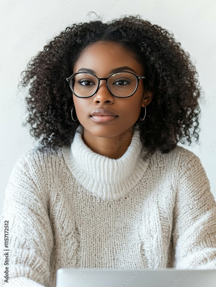 Confident Young Woman in Stylish Sweater Confident Young Woman in Stylish Sweater