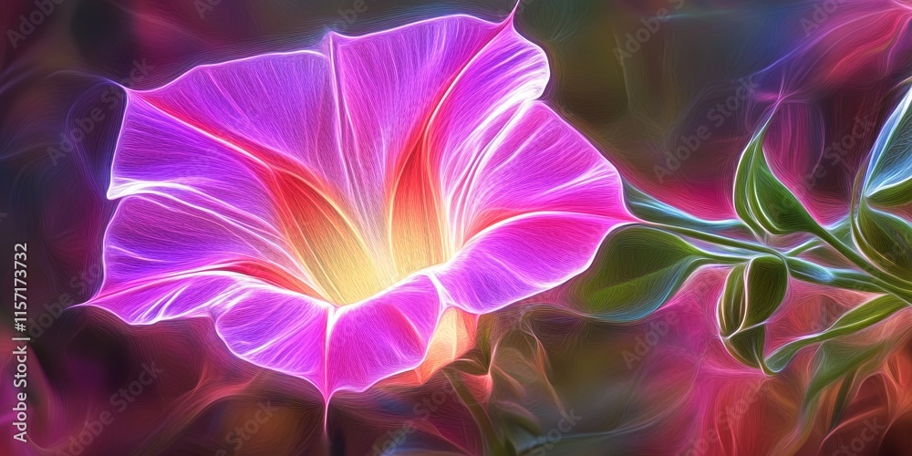 Obraz premium Stunning pink morning glory flower captures the beauty of nature s blooms, showcasing the delicate features of the pink morning glory flower in vibrant detail and vibrant colors.
