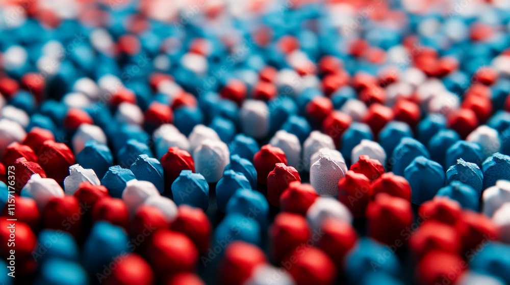 Fototapeta premium Colorful decoration representing Memorial Day with red, white, and blue elements. 