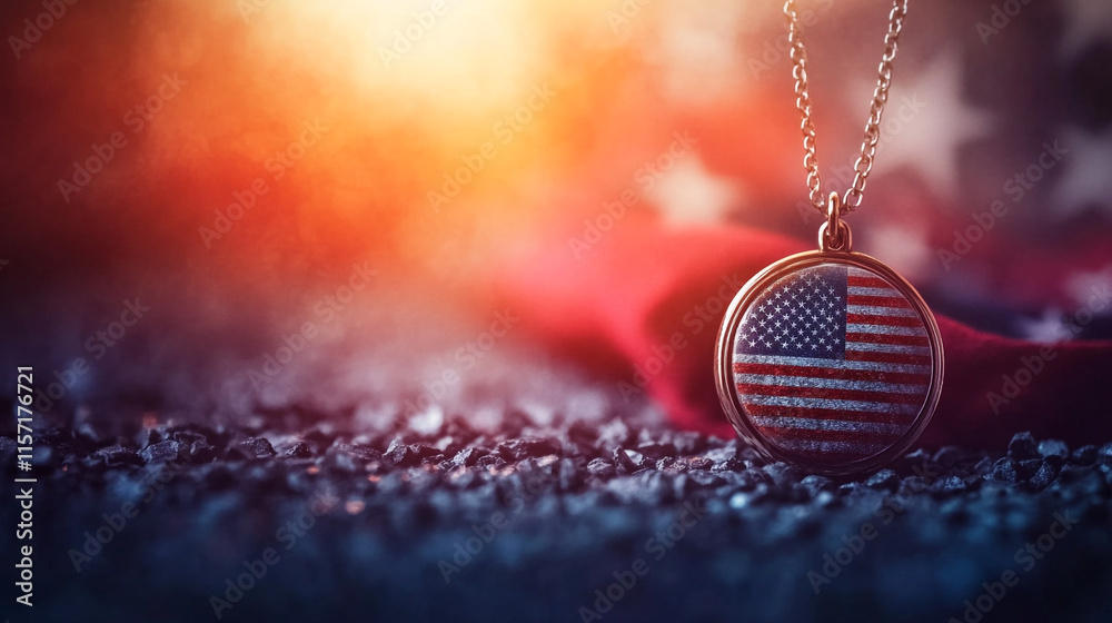 Fototapeta premium Patriotic pendant symbolizes remembrance on Memorial Day. 