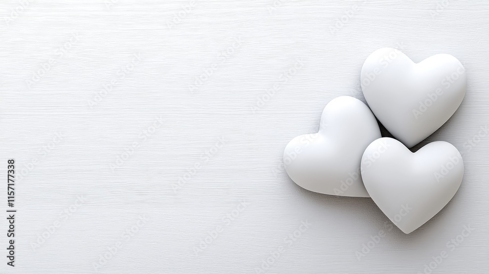 Romantic white heart decorations minimalist setting photography calm environment close-up view love concept Romantic white heart decorations minimalist setting photography calm environment close-up view love concept