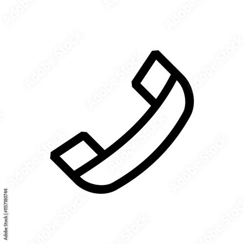 Simple black telephone call symbol isolated on white background
