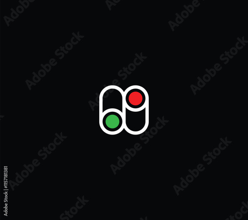 Letter N or Z On Off button logo, or traffic single logo design. 