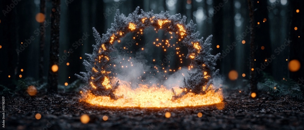 Obraz premium Enchanting Forest Fire Ring Mystical Nature Scene