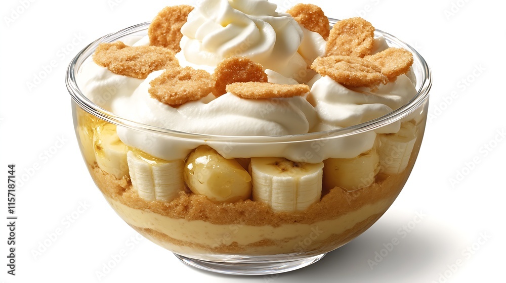 Layered Banana Pudding with Vanilla Wafers in Minimalist Style Layered Banana Pudding with Vanilla Wafers in Minimalist Style