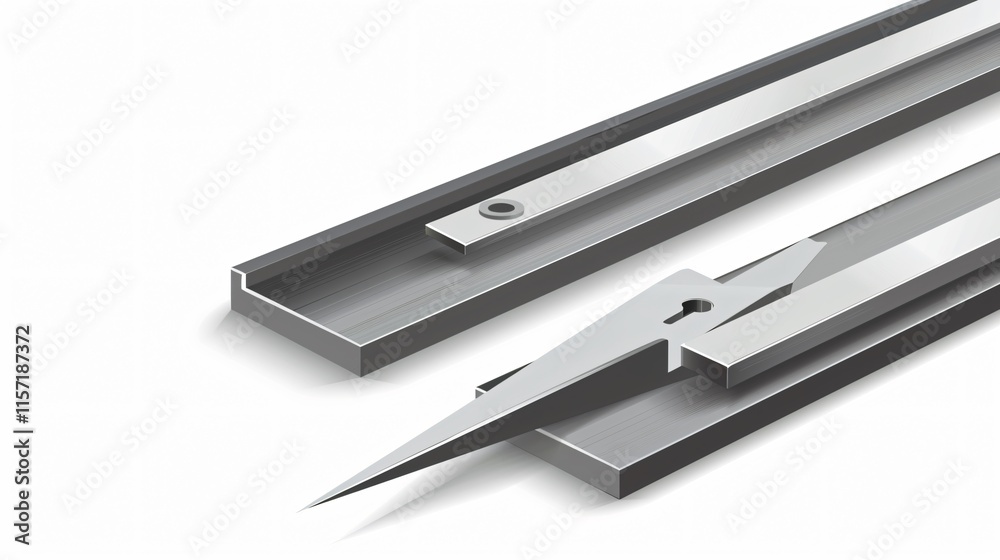 Steel Bar Cutting in Flat Vector Style on White Background