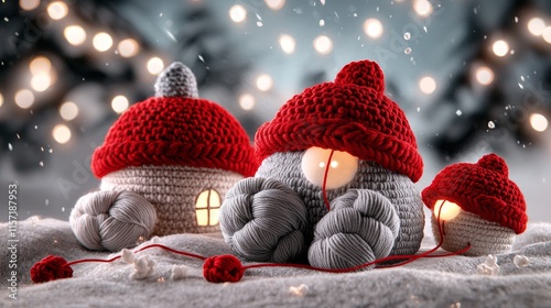 Cozy Crochet Gnomes Christmas Lights Winter Wonderland Handmade Holiday Decorations