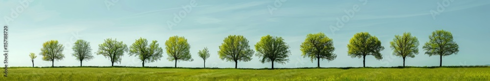 a continuous row of green, delightful trees in the distance. a continuous row of green, delightful trees in the distance.