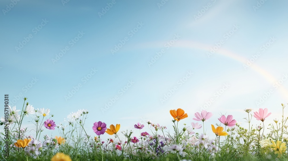 Vibrant Flower Field Under a Clear Sky Vibrant Flower Field Under a Clear Sky