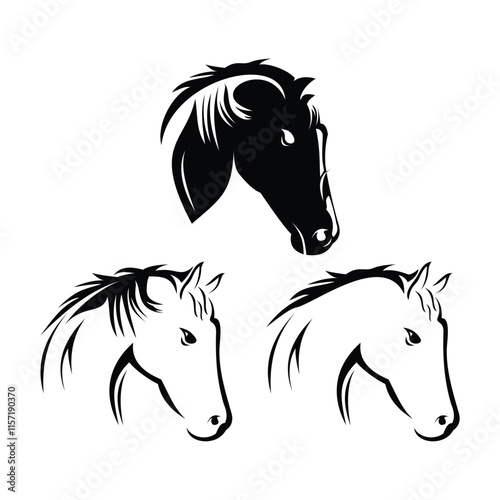 horse head logo design illustration