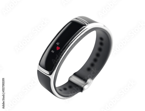 Obraz na płótnie A fitness tracking bracelet with a minimalist display, isolated on a white background, showcasing details like step count or heart rate w salonie