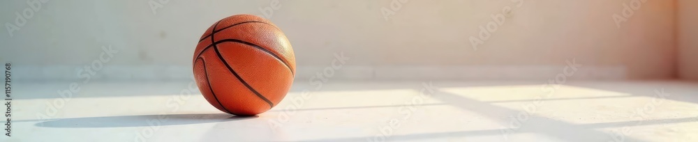 Obraz premium Close-up of basketball ball bouncing on a clean white surface, with sharp focus and minimal reflection, sports balls, high definition image