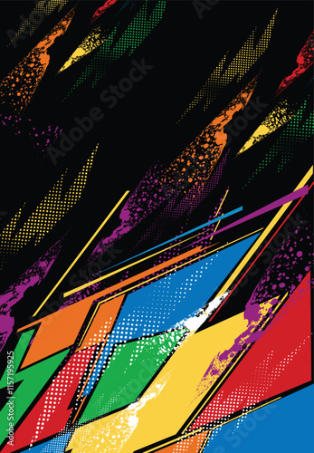 sporty background halftone jersey design template geometric grunge abstract gaming esport banner splash thunder funky