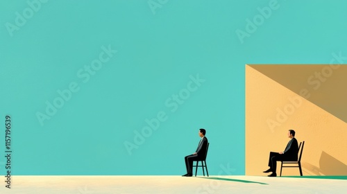 Solitary Businessman Sitting Outdoors in Urban Cityscape at Dusk