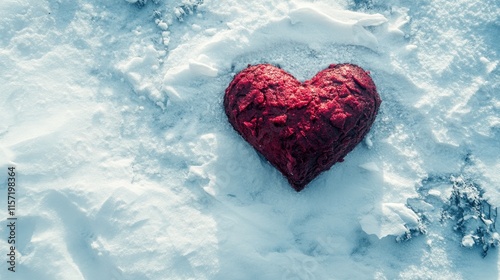 Red heart resting on a pristine backdrop, offering elegance and simplicity for a Valentine concept.